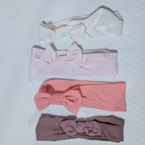 cloud island Girls Bow Knot Headband Set - White, Light Pink, Coral, Mauve